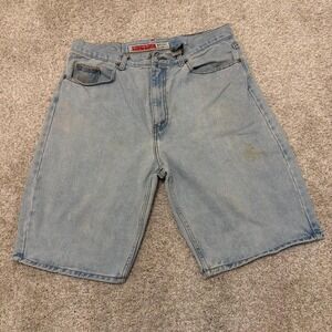 90s American Eagle Light Wash Baggy Denim Shorts | Skater Fit | 32 | Made in USA
